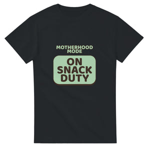 Motherhood Mode: On Snack Duty — black unisex t-shirt
