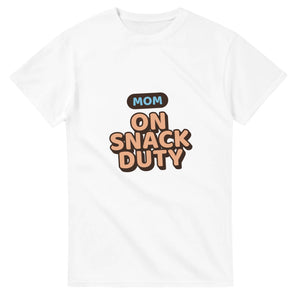 Mom: On Snack Duty — white unisex t-shirt