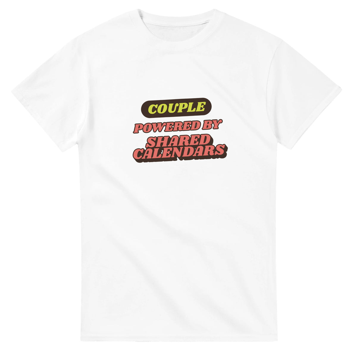 Couple Powered By Shared Calendars — white unisex t-shirt