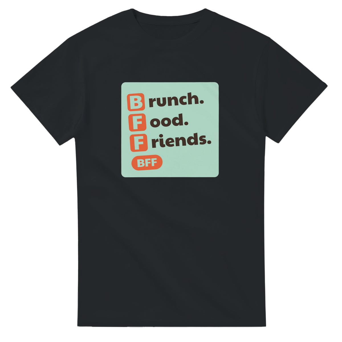 Brunch. Food. Friends. — black unisex t-shirt