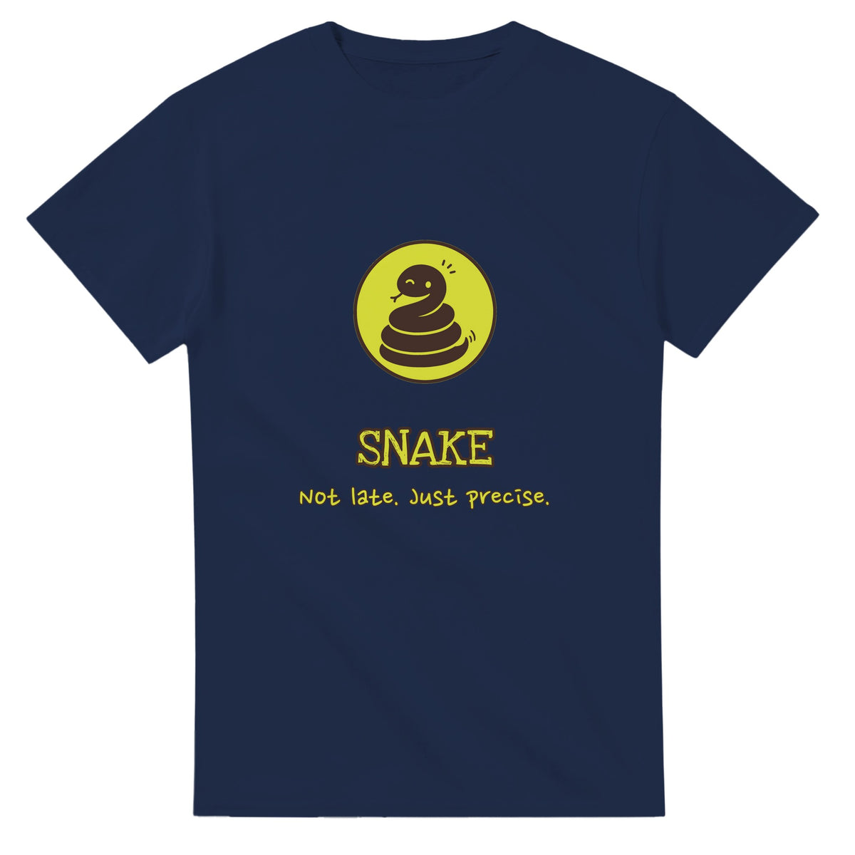 Snake • Not Late. Just Precise — navy unisex t-shirt