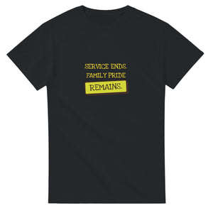 Service Ends. Family Pride Remains — black unisex t-shirt
