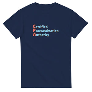 Certified Procrastination Authority — navy unisex t-shirt