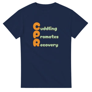 Cuddling Promotes Recovery — navy unisex t-shirt