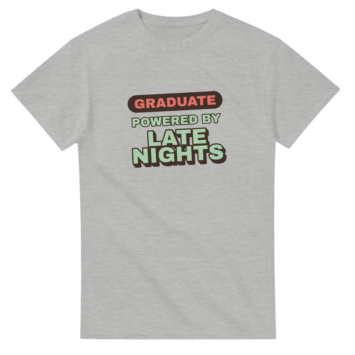 Graduate Powered By Late Nights — ash unisex t-shirt