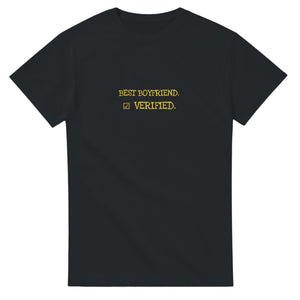 Best Boyfriend. Verified — black unisex t-shirt