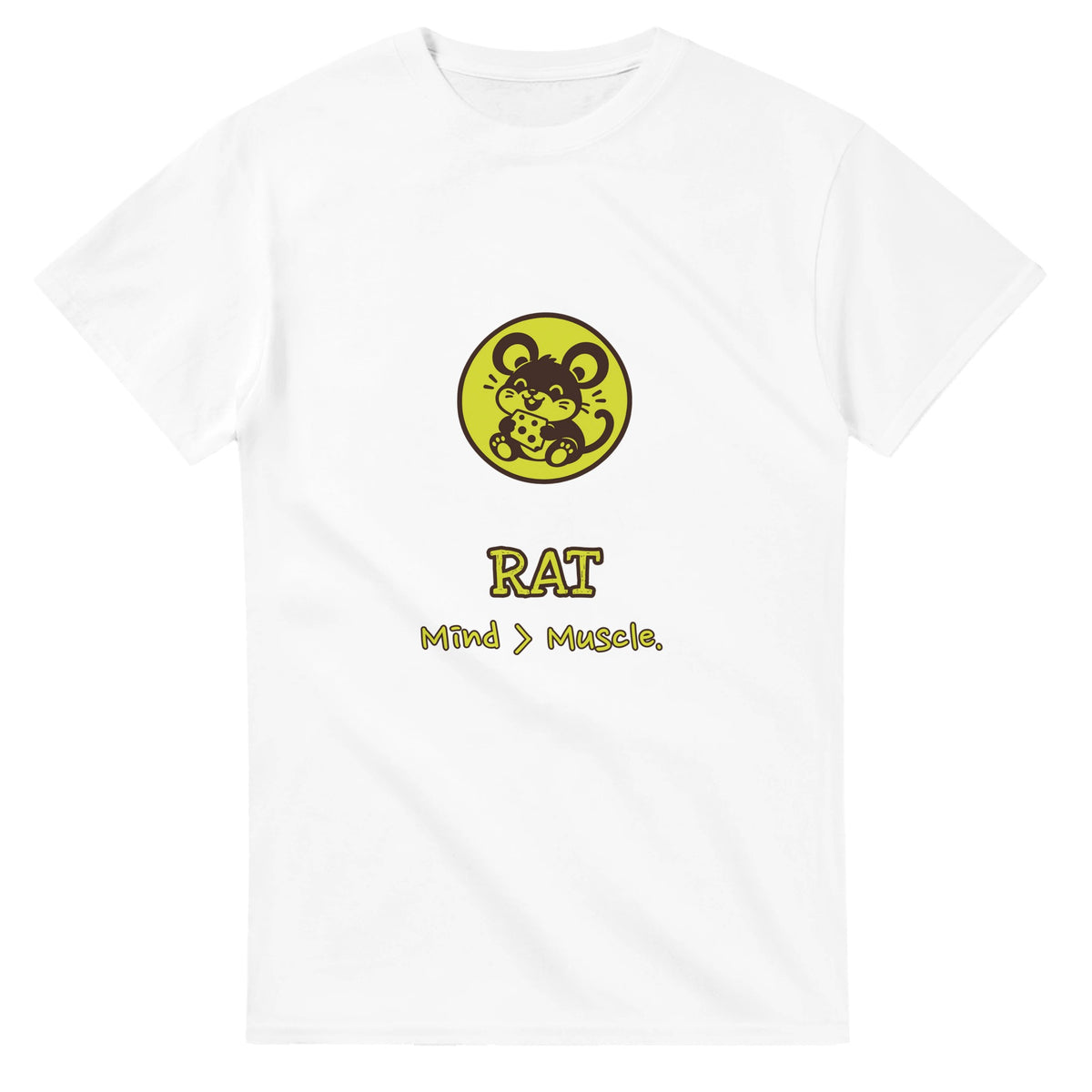 Rat • Mind > Muscle — white unisex t-shirt