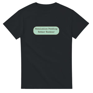 Resolution Pending Better Weather — black unisex t-shirt
