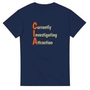 Currently Investigating Attraction — navy unisex t-shirt