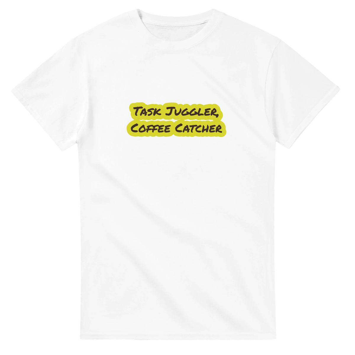 Task Juggler, Coffee Catcher — white unisex t-shirt