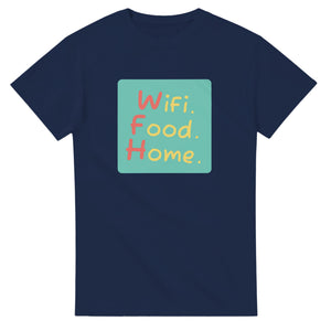WiFi. Food. Home. — navy unisex t-shirt