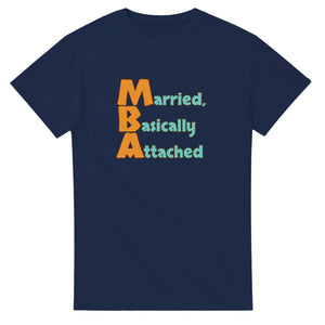 Married, Basically Attached — navy unisex t-shirt