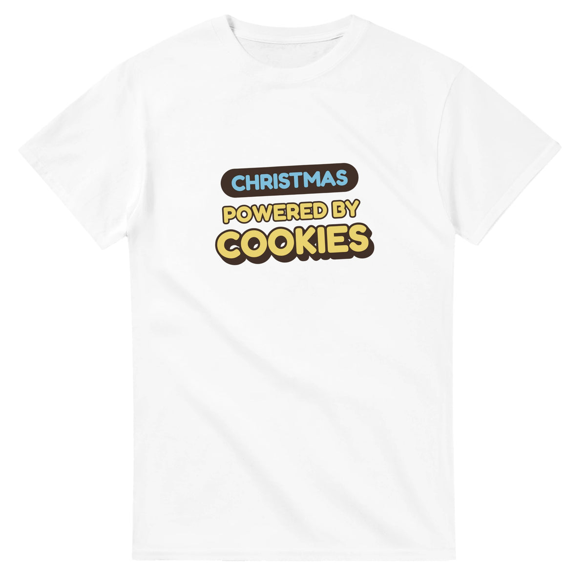 Christmas Powered By Cookies — white unisex t-shirt
