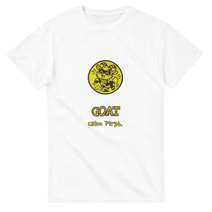 Goat • Calm First — white unisex t-shirt