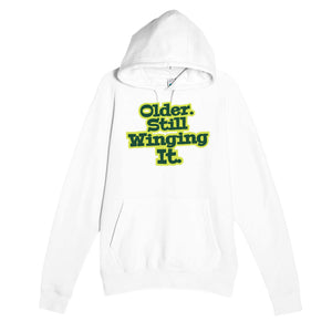 Still Winging It — funny white unisex hoodie