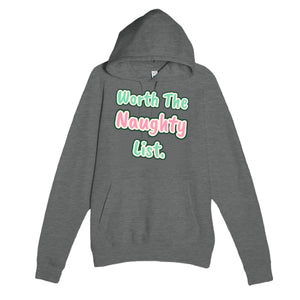 Worth the Naughty List — funny graphite heather unisex hoodie