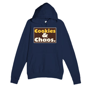 Cookies & Chaos — funny navy unisex hoodie