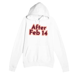 After Feb 14 — heartfelt white unisex hoodie