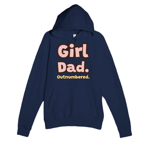 Girl Dad. Outnumbered — cute navy unisex hoodie