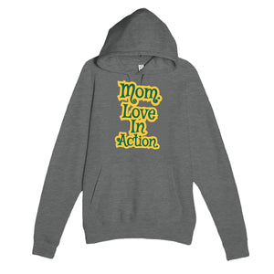 Mom. Love In Action — heartfelt graphite heather unisex hoodie