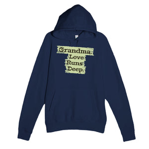 Grandma. Love Runs Deep — heartfelt navy unisex hoodie