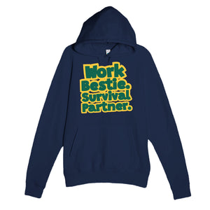 Work Bestie. Survival Partner — funny navy unisex hoodie