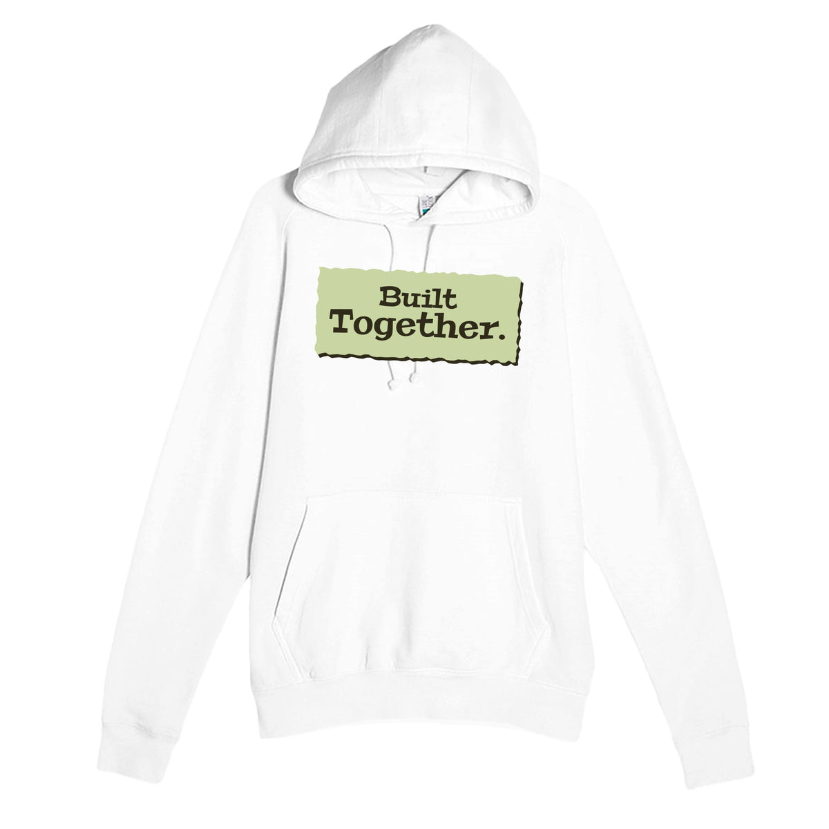 Built Together — heartfelt white unisex hoodie