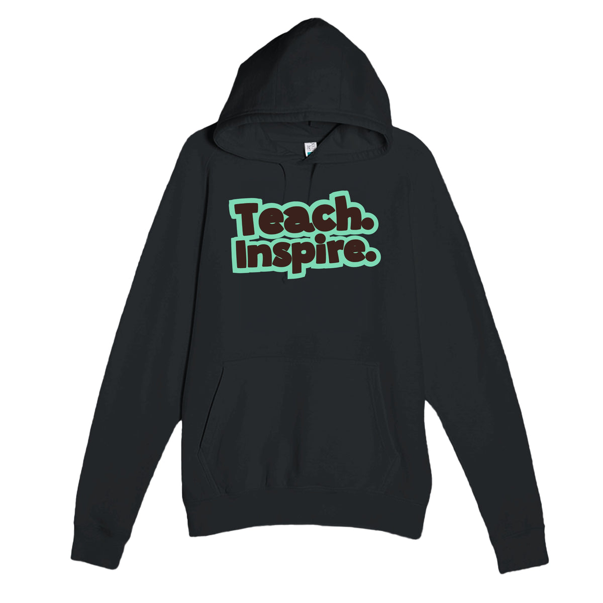 Teach. Inspire — heartfelt black unisex hoodie