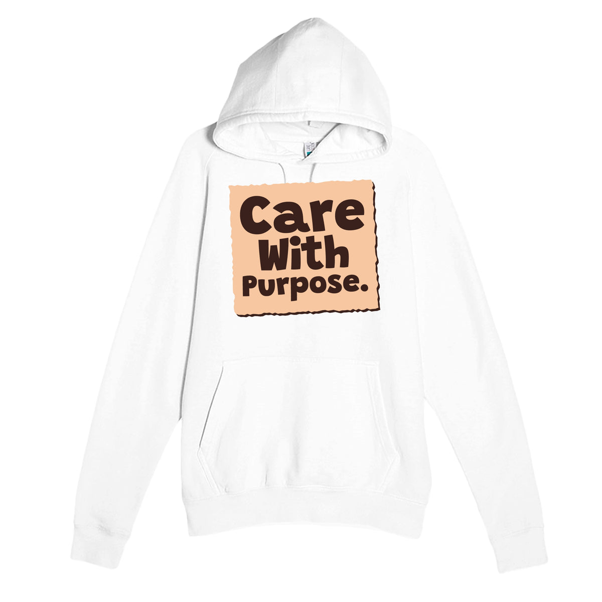 Care With Purpose — heartfelt white unisex hoodie