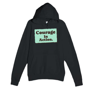 Courage In Action — heartfelt black unisex hoodie