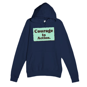 Courage In Action — heartfelt navy unisex hoodie