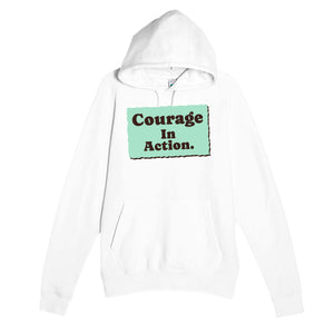 Courage In Action — heartfelt white unisex hoodie