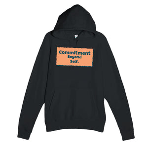 Commitment Beyond Self — heartfelt black unisex hoodie