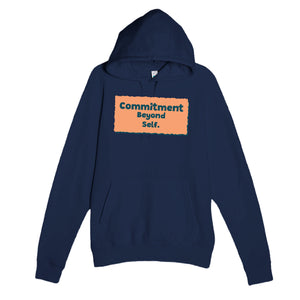 Commitment Beyond Self — heartfelt navy unisex hoodie