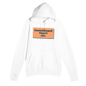 Commitment Beyond Self — heartfelt white unisex hoodie