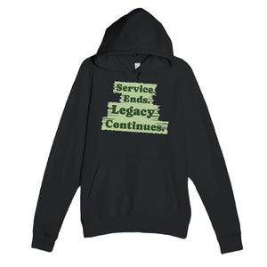 Service Ends. Legacy Continues — heartfelt black unisex hoodie