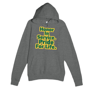 Honor In Service. Pride For Life — heartfelt graphite heather unisex hoodie