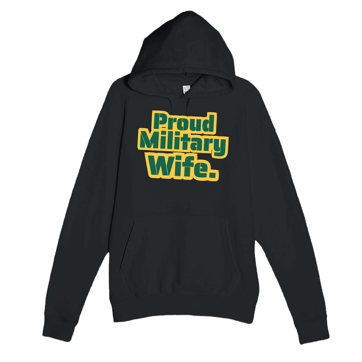 Proud Military Wife — heartfelt black unisex hoodie
