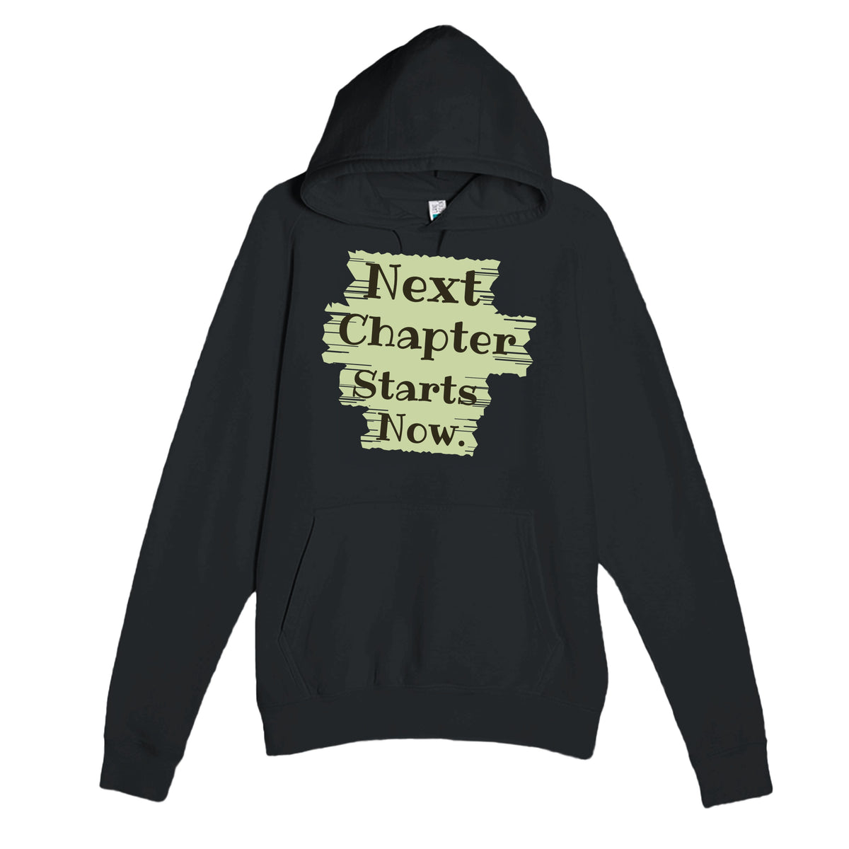 Next Chapter Starts Now — heartfelt black unisex hoodie