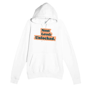 Next Level: Unlocked — cute white unisex hoodie