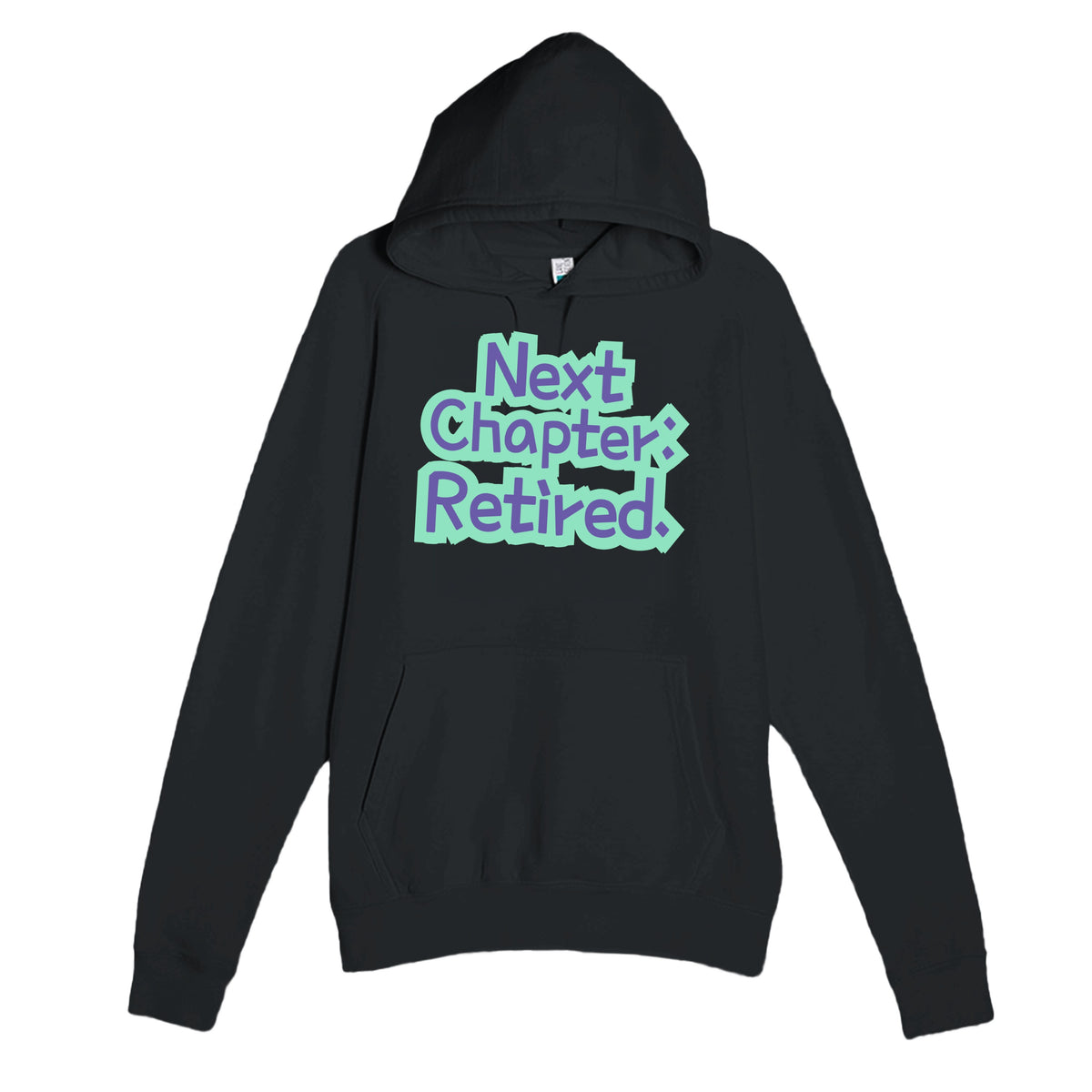 Next Chapter: Retired — heartfelt black unisex hoodie