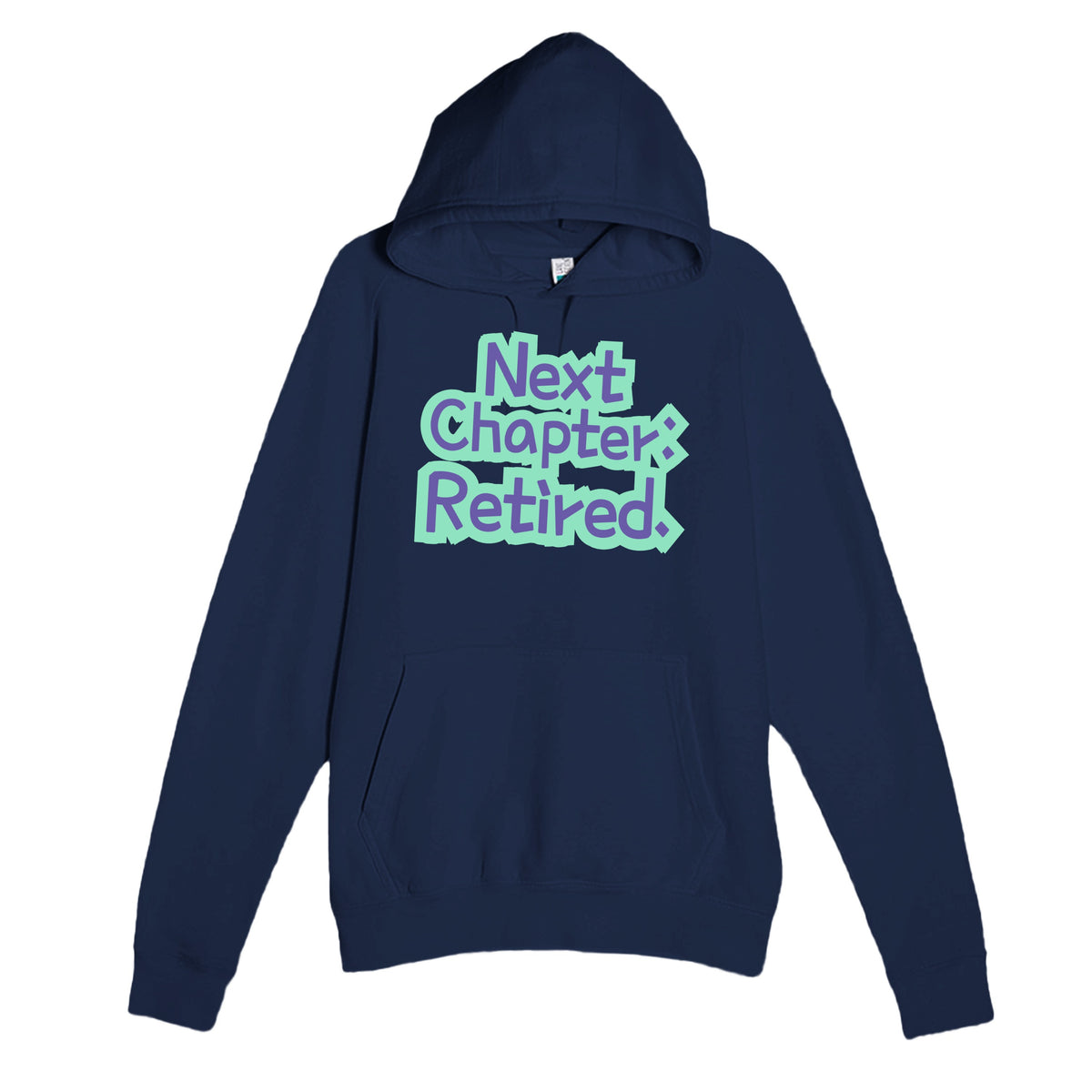 Next Chapter: Retired — heartfelt navy unisex hoodie