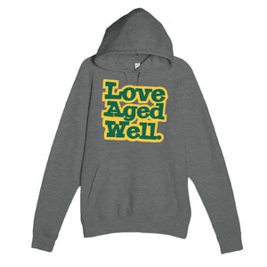 Love Aged Well — heartfelt graphite heather unisex hoodie