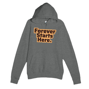 Forever Starts Here — heartfelt graphite heather unisex hoodie