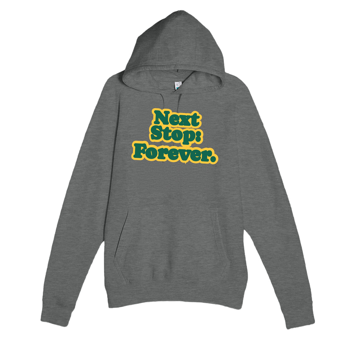 Next Stop: Forever — heartfelt graphite heather unisex hoodie
