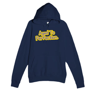 Aged To Perfection — funny navy unisex hoodie