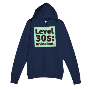 Level 30s: Unlocked — funny navy unisex hoodie