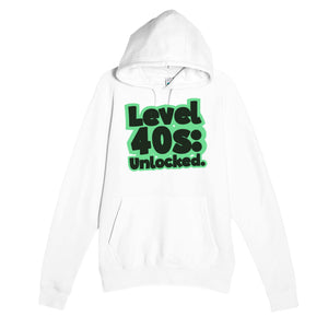 Level 40s: Unlocked — funny white unisex hoodie
