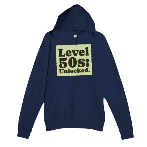 Level 50s: Unlocked — funny navy unisex hoodie
