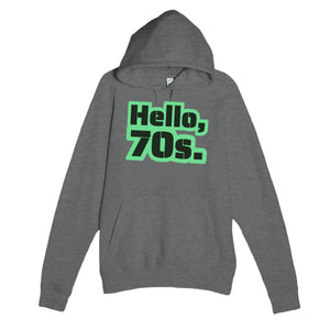 Hello, 70s — cute graphite heather unisex hoodie